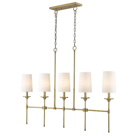 Z-Lite Emily 5 Light Island, Rubbed Brass & Off White 3033-5L-RB